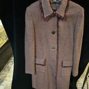 Perry Ellis Long red/black check duster jacket - Medium